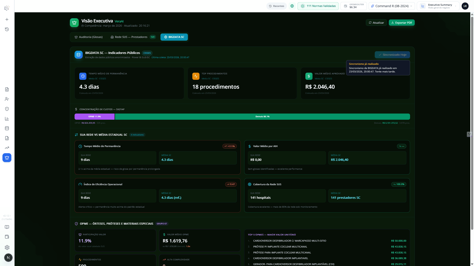 Motor BIGDATA Exclusivo — Dados reais do SUS em tempo real